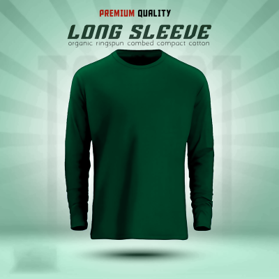 Men's Full Sleeve Solid T-Shirt- Green